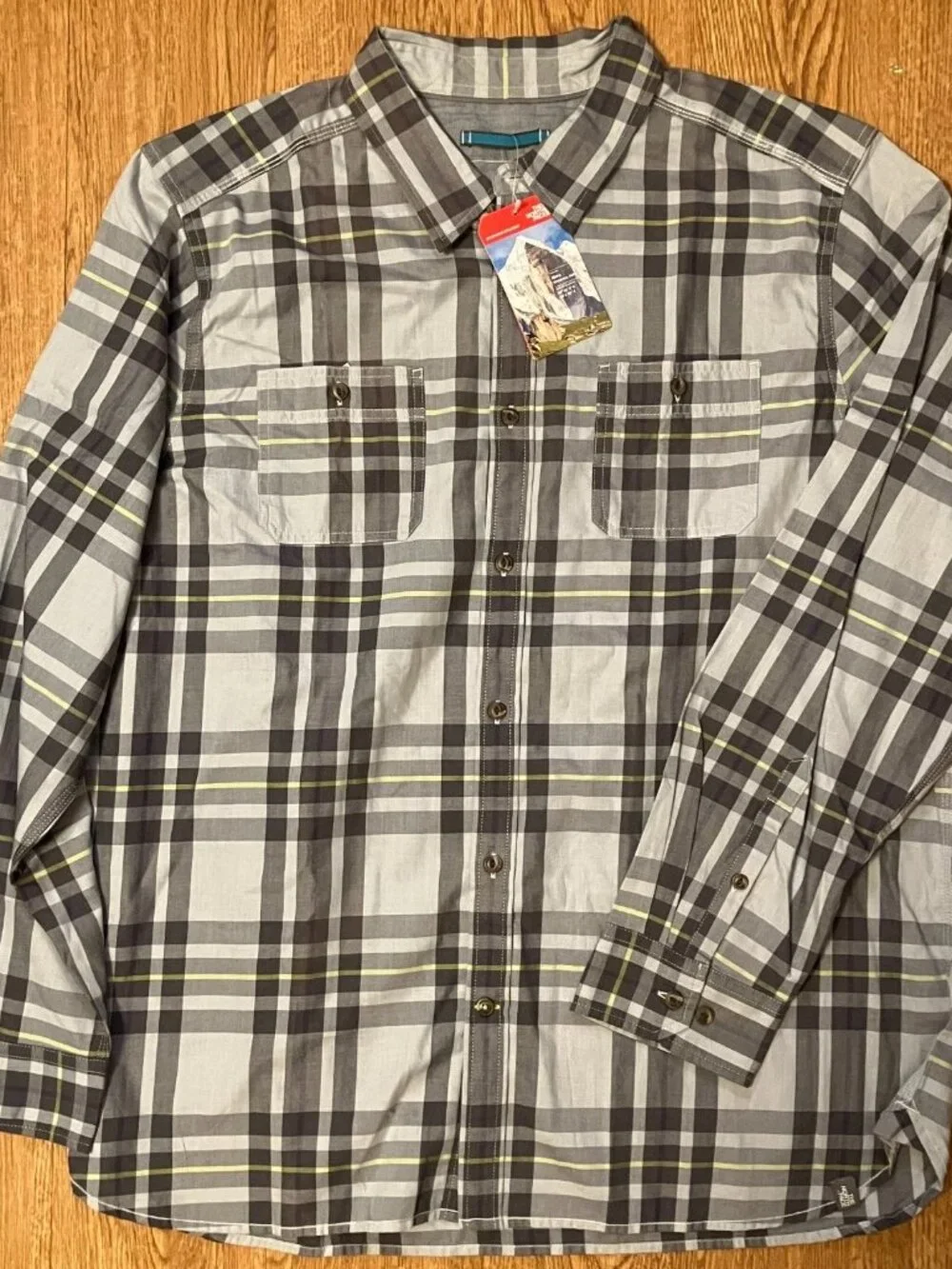 The North Face Boulder George Shirt Mens XXL Gray Plaid LS Button Up New